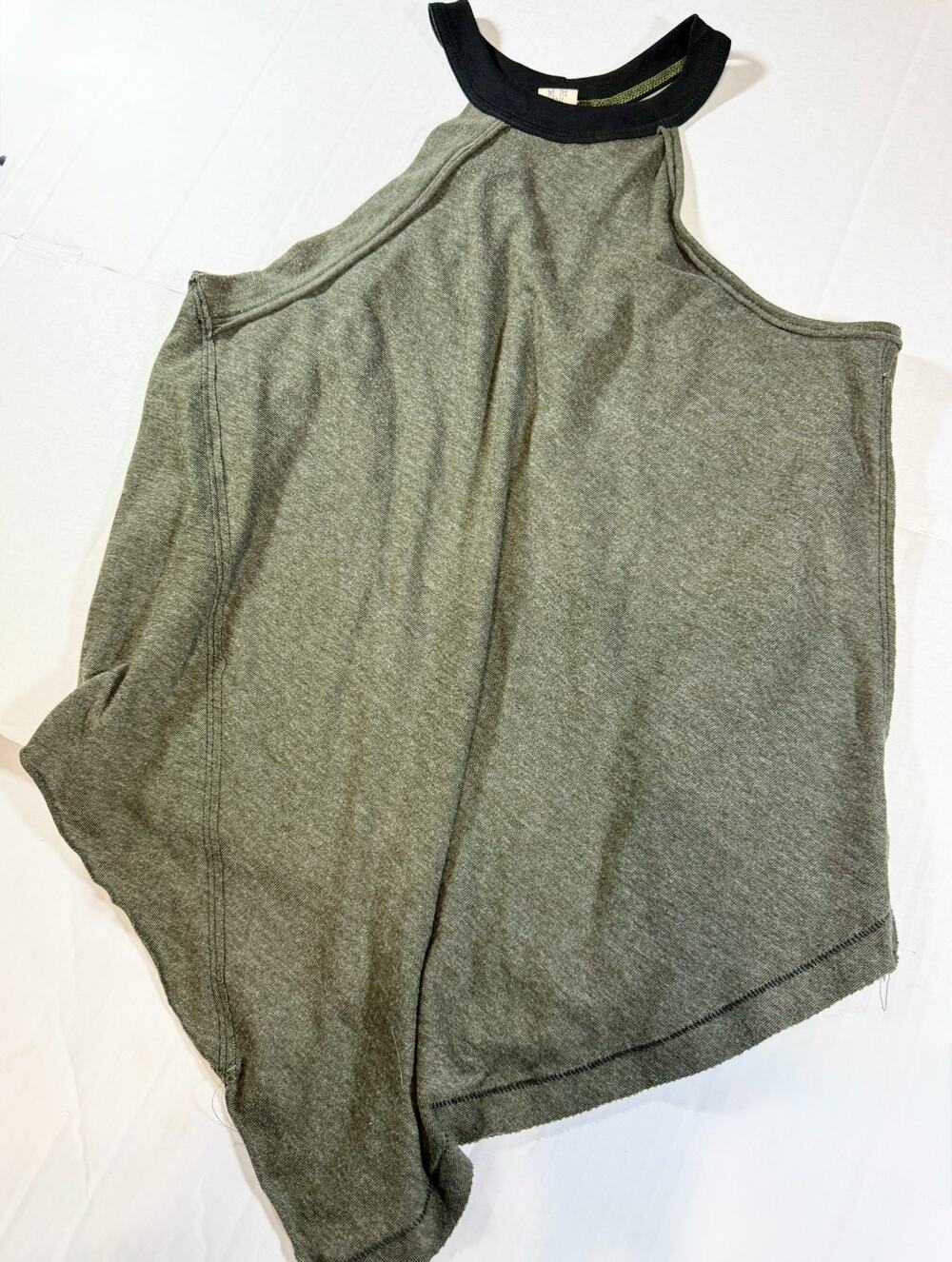 We The Free Womens Small Twin Peaks Halter Tank Moss Green Raw Hem